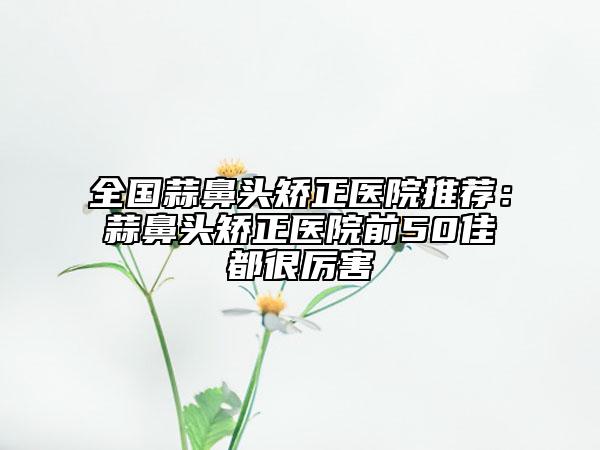 全国蒜鼻头矫正医院推荐：蒜鼻头矫正医院前50佳都很厉害