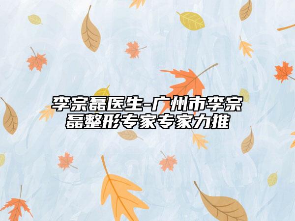李宗磊医生-广州市李宗磊整形专家专家力推