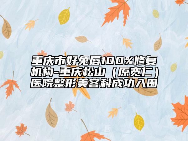 重庆市好兔唇100%修复机构-重庆松山（原宽仁）医院整形美容科成功入围