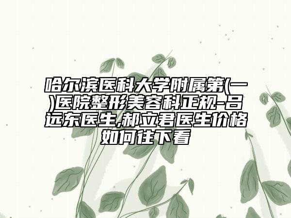 哈尔滨医科大学附属第(一)医院整形美容科正规-吕远东医生,郝立君医生价格如何往下看