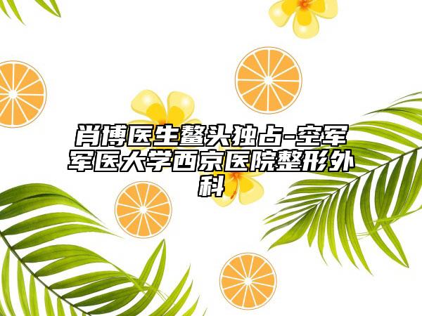 肖博医生鳌头独占-空军军医大学西京医院整形外科