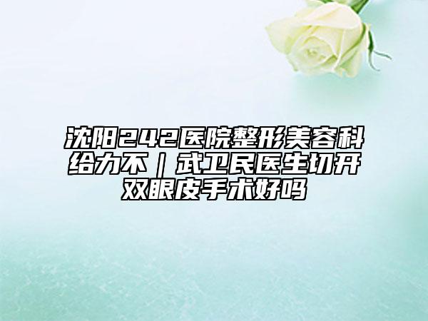 沈阳242医院整形美容科给力不｜武卫民医生切开双眼皮手术好吗