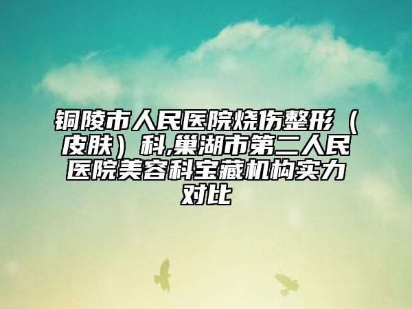 铜陵市人民医院烧伤整形（皮肤）科,巢湖市第二人民医院美容科宝藏机构实力对比