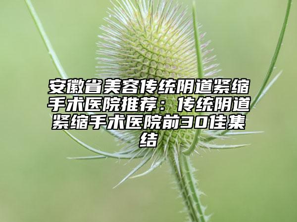 安徽省美容传统阴道紧缩手术医院推荐：传统阴道紧缩手术医院前30佳集结
