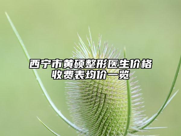 西宁市黄硕整形医生价格收费表均价一览