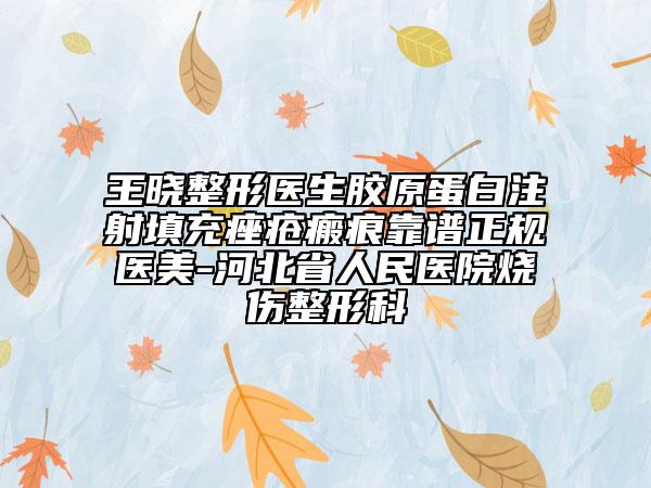 王晓整形医生胶原蛋白注射填充痤疮瘢痕靠谱正规医美-河北省人民医院烧伤整形科