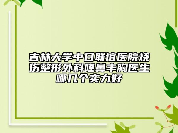吉林大学中日联谊医院烧伤整形外科隆鼻丰胸医生哪几个实力好
