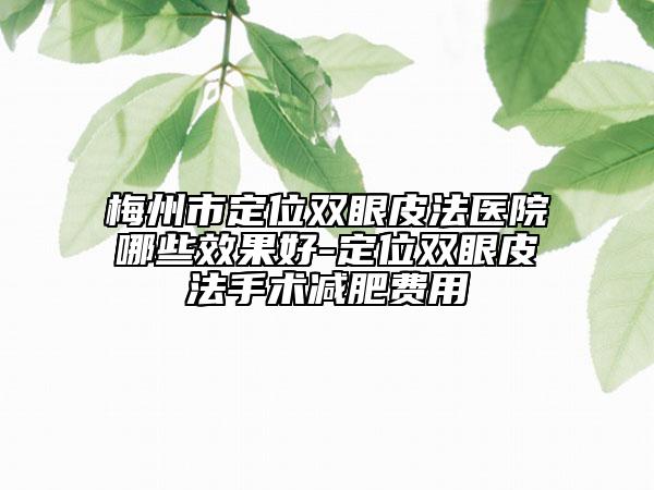 梅州市定位双眼皮法医院哪些效果好-定位双眼皮法手术减肥费用