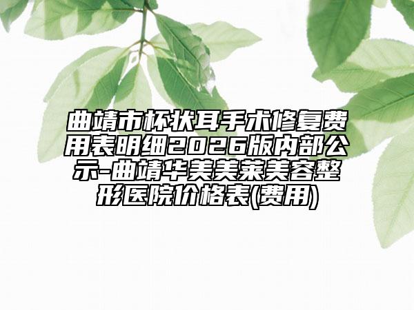 曲靖市杯状耳手术修复费用表明细2026版内部公示-曲靖华美美莱美容整形医院价格表(费用)