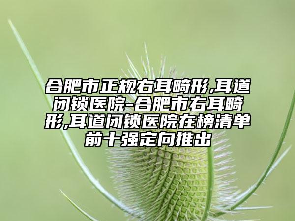 合肥市正规右耳畸形,耳道闭锁医院-合肥市右耳畸形,耳道闭锁医院在榜清单前十强定向推出