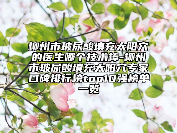 柳州市玻尿酸填充太阳穴的医生哪个技术棒-柳州市玻尿酸填充太阳穴专家口碑排行榜top10强榜单一览