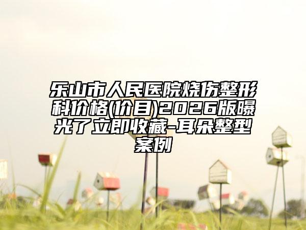 乐山市人民医院烧伤整形科价格(价目)2026版曝光了立即收藏-耳朵整型案例