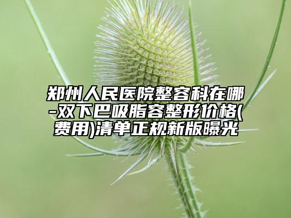 郑州人民医院整容科在哪-双下巴吸脂容整形价格(费用)清单正规新版曝光