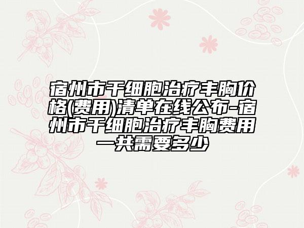 宿州市干细胞治疗丰胸价格(费用)清单在线公布-宿州市干细胞治疗丰胸费用一共需要多少