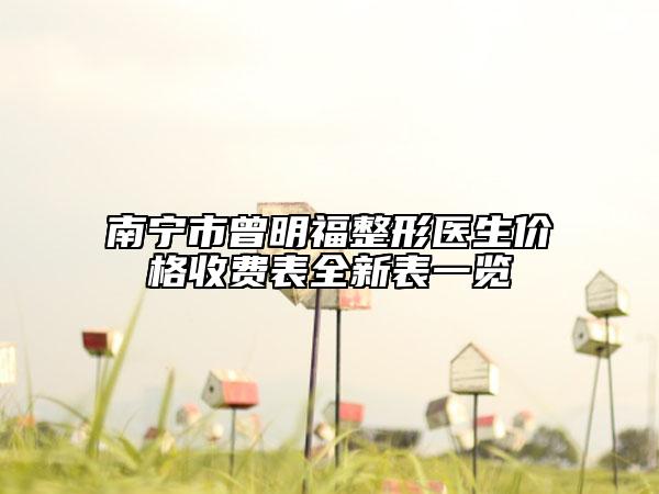南宁市曾明福整形医生价格收费表全新表一览