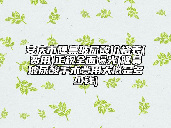 安庆市隆鼻玻尿酸价格表(费用)正规全面曝光(隆鼻玻尿酸手术费用大概是多少钱)