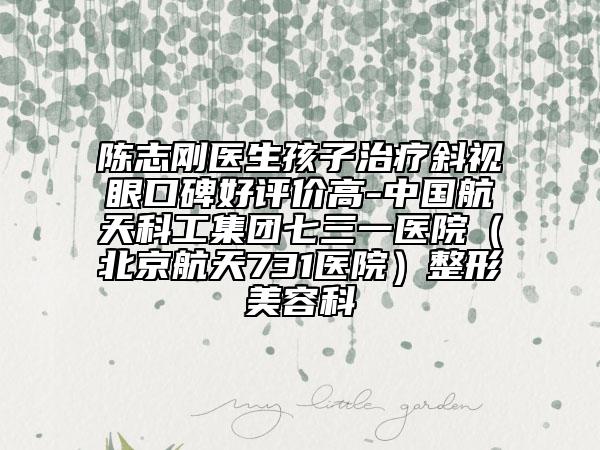 陈志刚医生孩子治疗斜视眼口碑好评价高-中国航天科工集团七三一医院（北京航天731医院）整形美容科