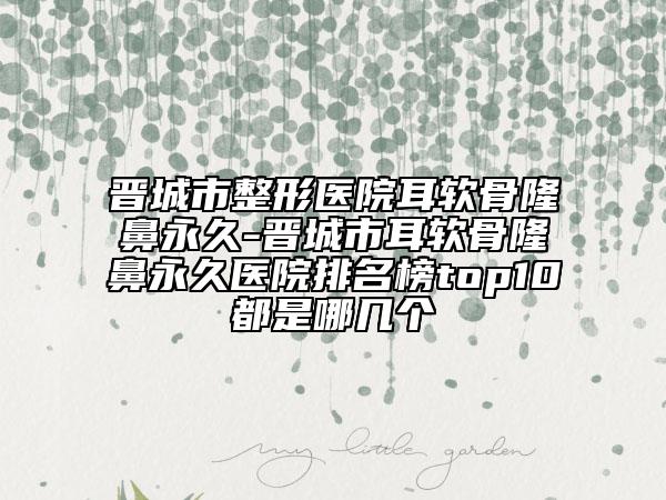 晋城市整形医院耳软骨隆鼻永久-晋城市耳软骨隆鼻永久医院排名榜top10都是哪几个