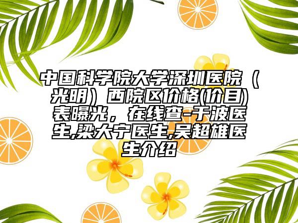 中国科学院大学深圳医院（光明）西院区价格(价目)表曝光，在线查-于波医生,梁大宁医生,吴超雄医生介绍
