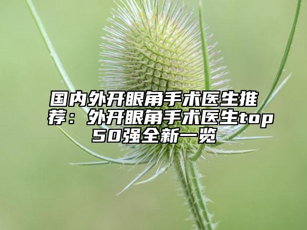 国内外开眼角手术医生推荐：外开眼角手术医生top50强全新一览