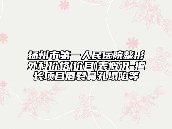 扬州市第一人民医院整形外科价格(价目)表概况-擅长项目唇裂鼻孔塌陷等