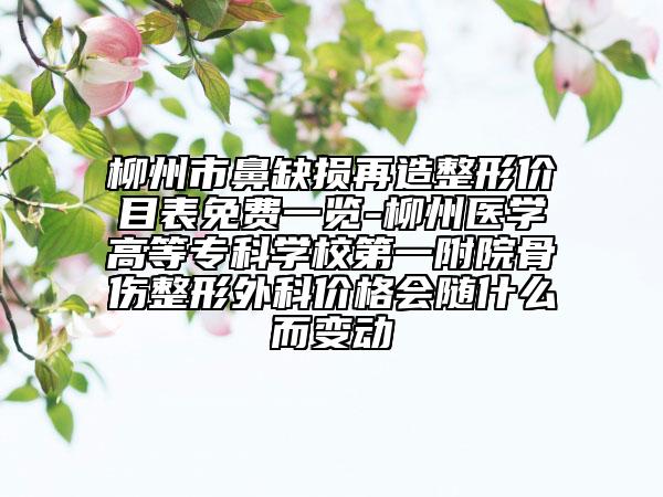 柳州市鼻缺损再造整形价目表免费一览-柳州医学高等专科学校第一附院骨伤整形外科价格会随什么而变动