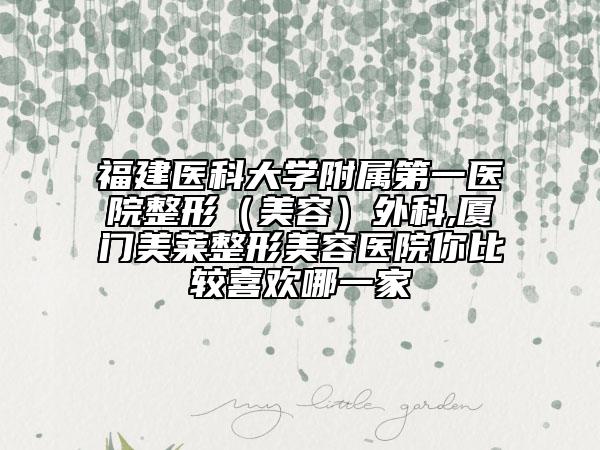 福建医科大学附属第一医院整形（美容）外科,厦门美莱整形美容医院你比较喜欢哪一家