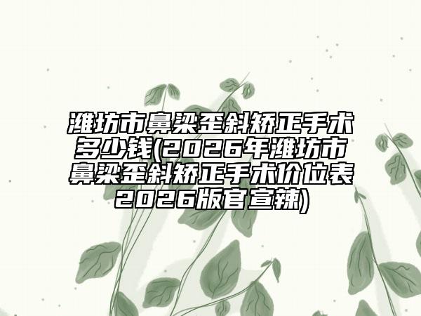 潍坊市鼻梁歪斜矫正手术多少钱(2026年潍坊市鼻梁歪斜矫正手术价位表2026版官宣辣)