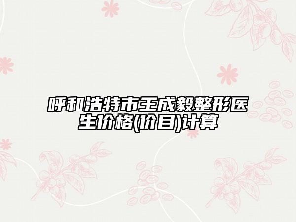 呼和浩特市王成毅整形医生价格(价目)计算