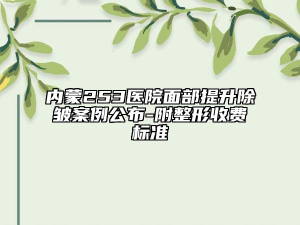 内蒙253医院面部提升除皱案例公布-附整形收费标准
