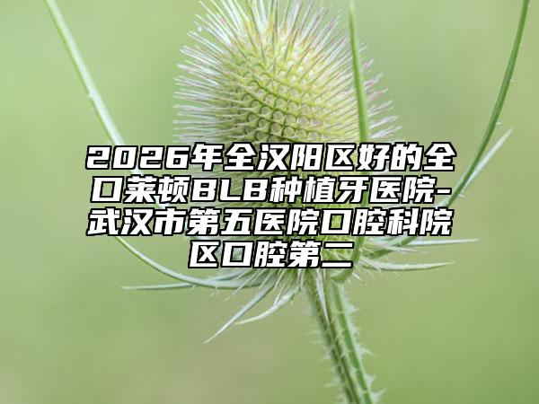 2026年全汉阳区好的全口莱顿BLB种植牙医院-武汉市第五医院口腔科院区口腔第二