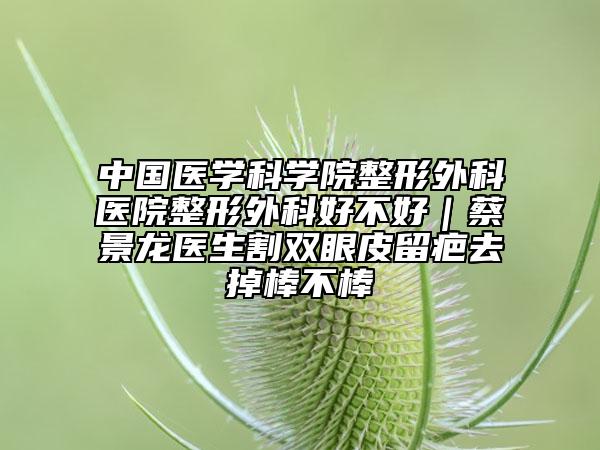 中国医学科学院整形外科医院整形外科好不好｜蔡景龙医生割双眼皮留疤去掉棒不棒