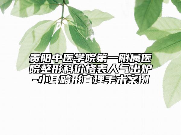 贵阳中医学院第一附属医院整形科价格表人气出炉-小耳畸形直埋手术案例