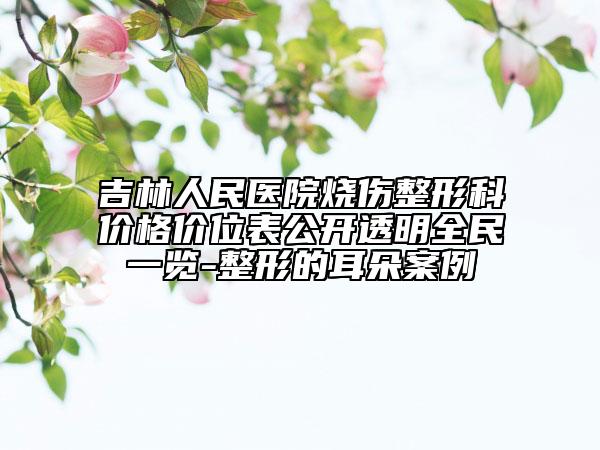吉林人民医院烧伤整形科价格价位表公开透明全民一览-整形的耳朵案例