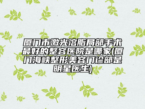 厦门市激光溶脂局部手术最好的整容医院是哪家(厦门海峡整形美容门诊部是明星医生)