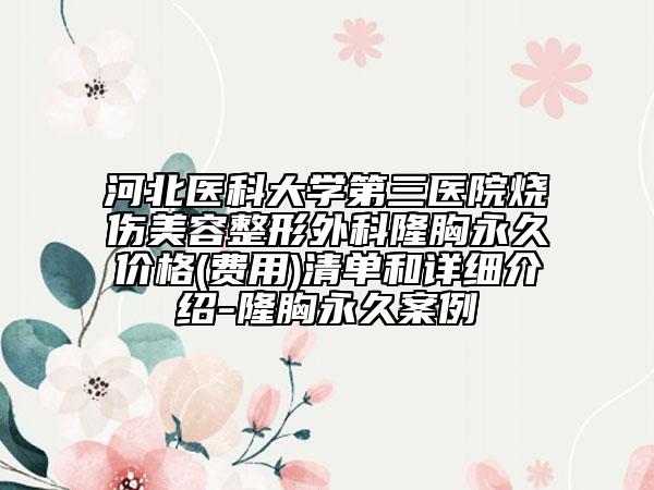 河北医科大学第三医院烧伤美容整形外科隆胸永久价格(费用)清单和详细介绍-隆胸永久案例