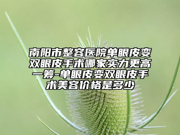 南阳市整容医院单眼皮变双眼皮手术哪家实力更高一筹-单眼皮变双眼皮手术美容价格是多少