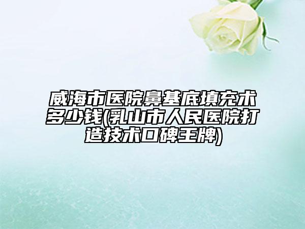 威海市医院鼻基底填充术多少钱(乳山市人民医院打造技术口碑王牌)