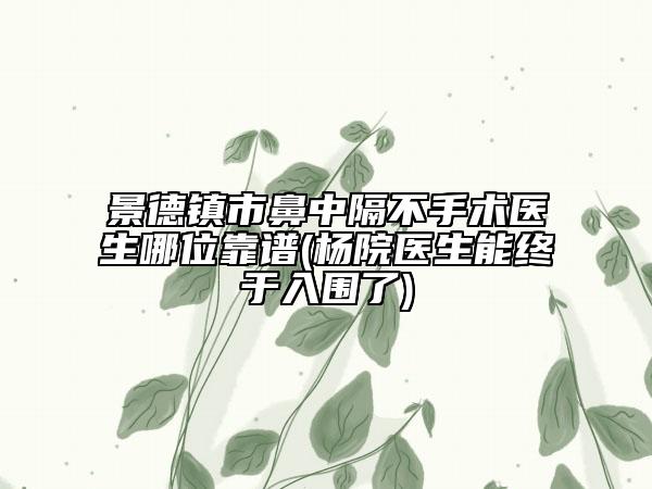 景德镇市鼻中隔不手术医生哪位靠谱(杨院医生能终于入围了)