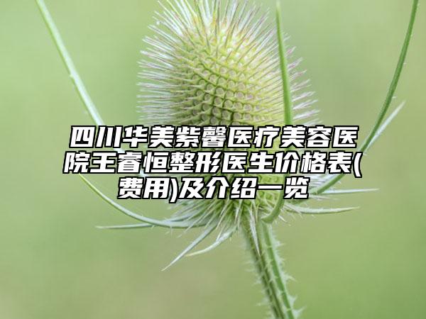 四川华美紫馨医疗美容医院王睿恒整形医生价格表(费用)及介绍一览