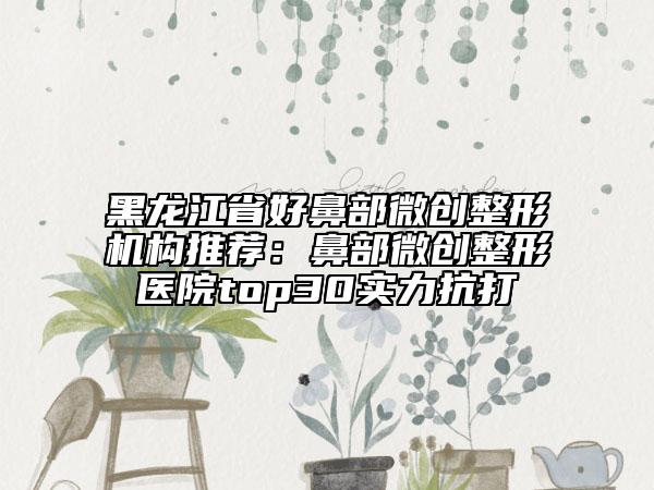 黑龙江省好鼻部微创整形机构推荐：鼻部微创整形医院top30实力抗打