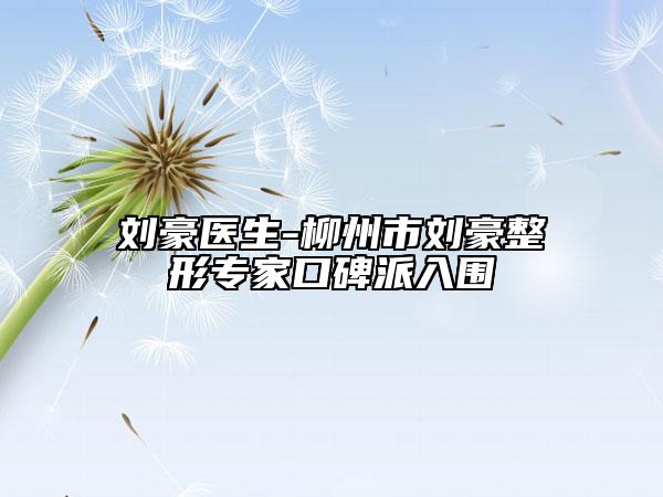 刘豪医生-柳州市刘豪整形专家口碑派入围