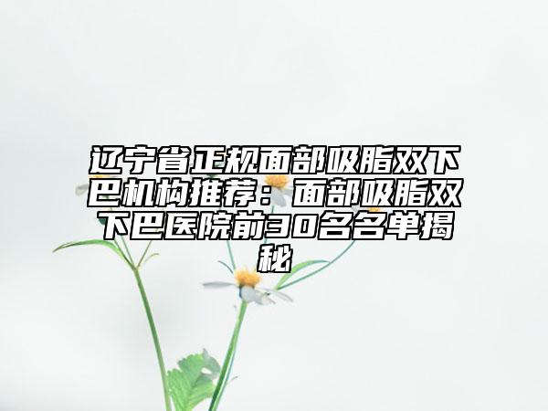 辽宁省正规面部吸脂双下巴机构推荐：面部吸脂双下巴医院前30名名单揭秘