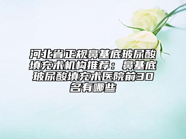 河北省正规鼻基底玻尿酸填充术机构推荐：鼻基底玻尿酸填充术医院前30名有哪些