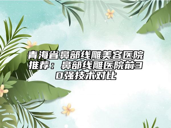 青海省鼻部线雕美容医院推荐：鼻部线雕医院前30强技术对比