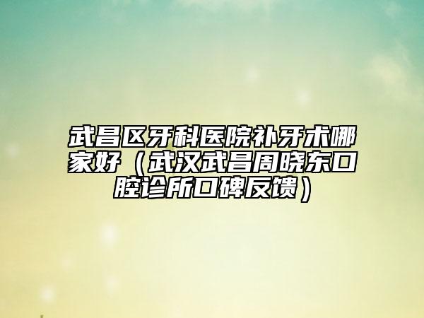 武昌区牙科医院补牙术哪家好（武汉武昌周晓东口腔诊所口碑反馈）