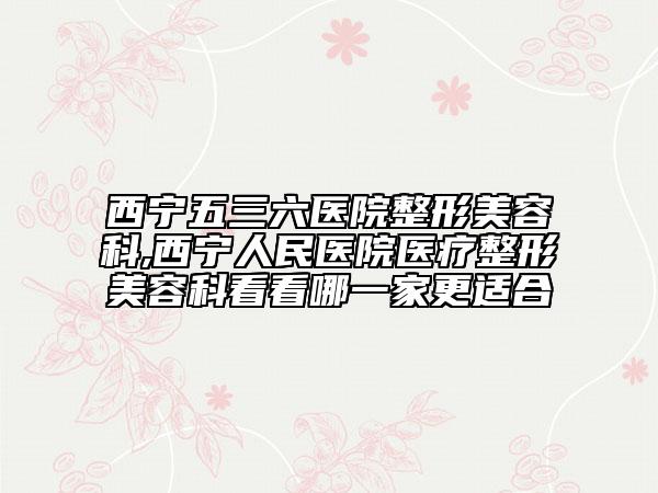 西宁五三六医院整形美容科,西宁人民医院医疗整形美容科看看哪一家更适合