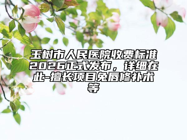 玉树市人民医院收费标准2026正式发布，详细在此-擅长项目兔唇修补术等