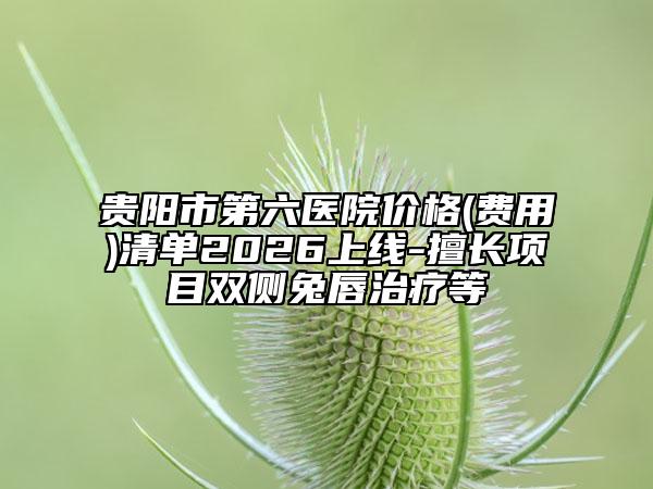 贵阳市第六医院价格(费用)清单2026上线-擅长项目双侧兔唇治疗等