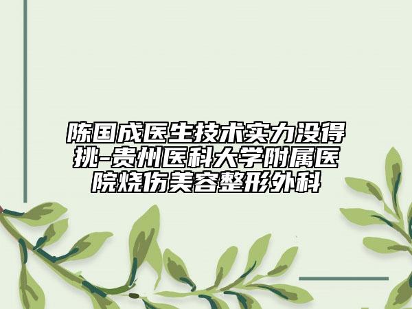 陈国成医生技术实力没得挑-贵州医科大学附属医院烧伤美容整形外科